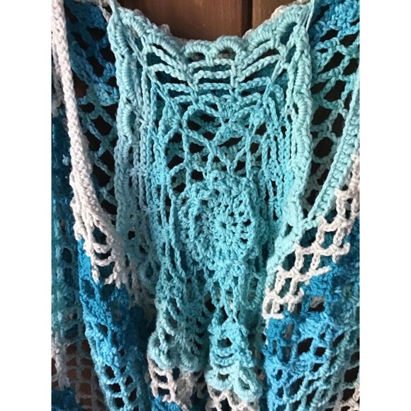 Handmade Crochet Sweater Vest Size S-M Blue Ombré Fairy Boho Gypsy Granny - Picture 3 of 7